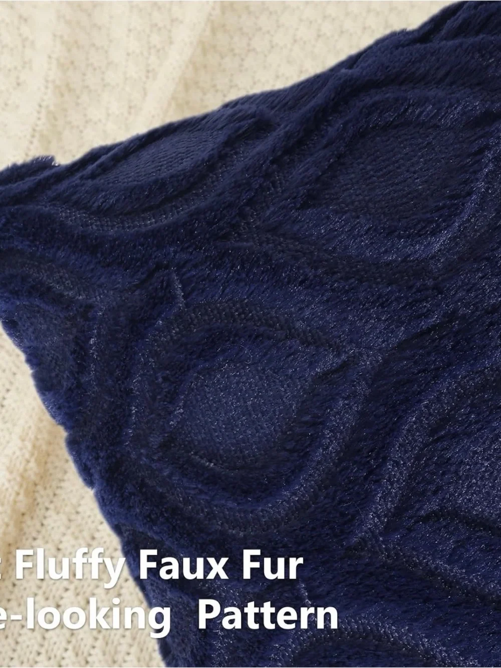 Plush Navy Blue Throw Pillow Covers - Textured Pattern